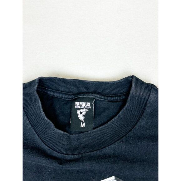 Vintage Famous Stars and Straps T-Shirt Medium Black Skater Ben Franklin Money - Picture 5 of 9